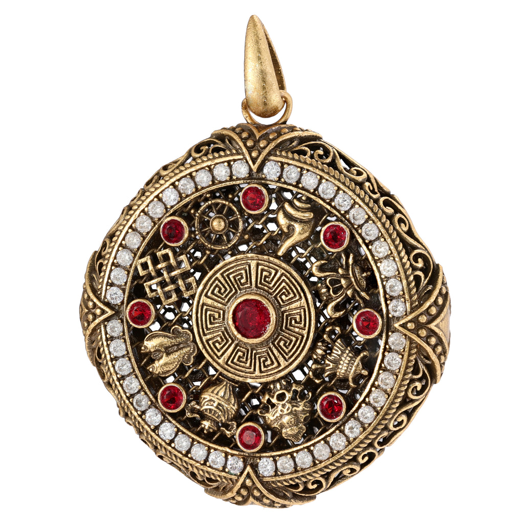 Red Stone Ornate Medallion Pendant