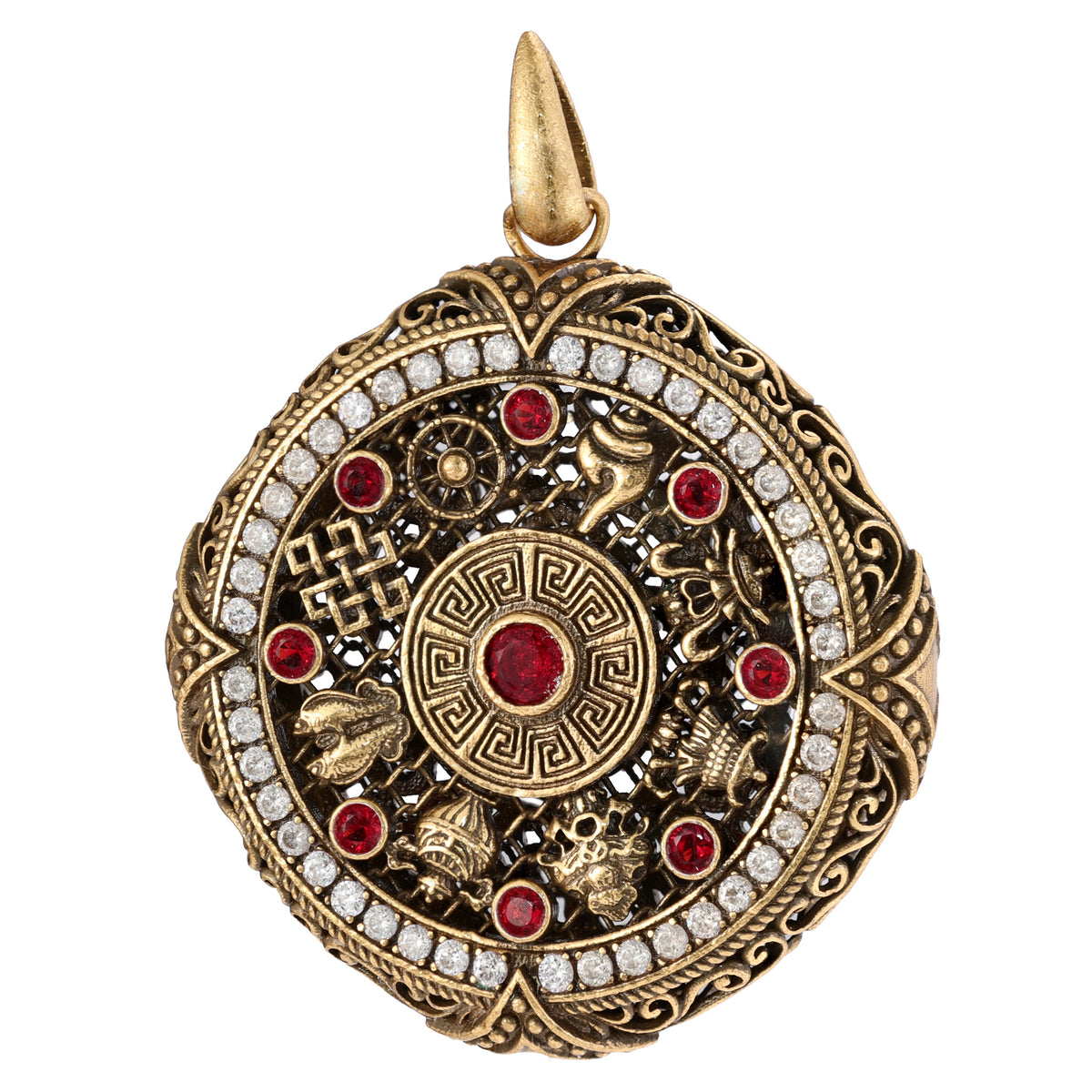 Red Stone Ornate Medallion Pendant