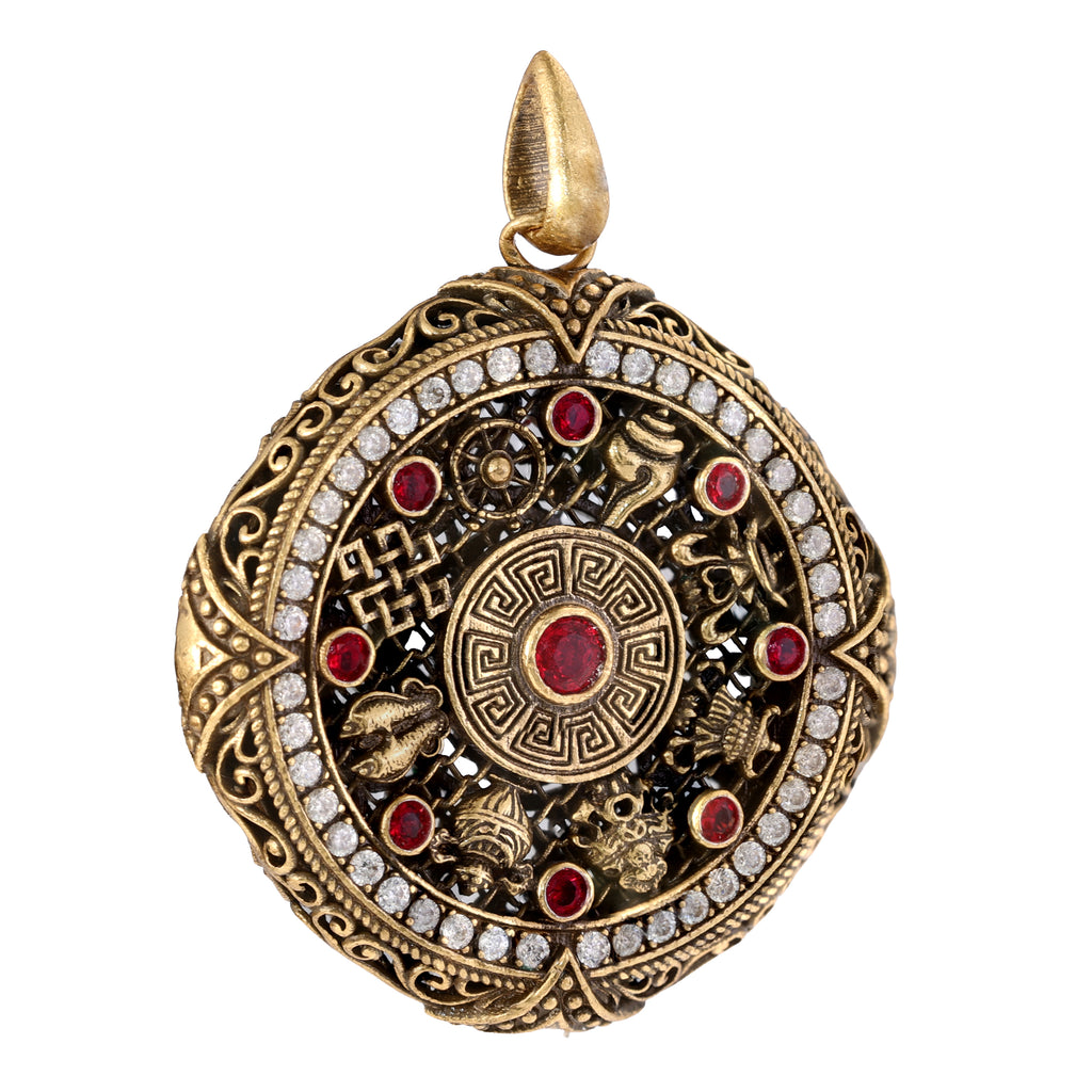 Red Stone Ornate Medallion Pendant