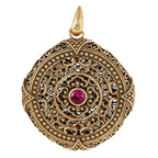 Red Stone Ornate Medallion Pendant