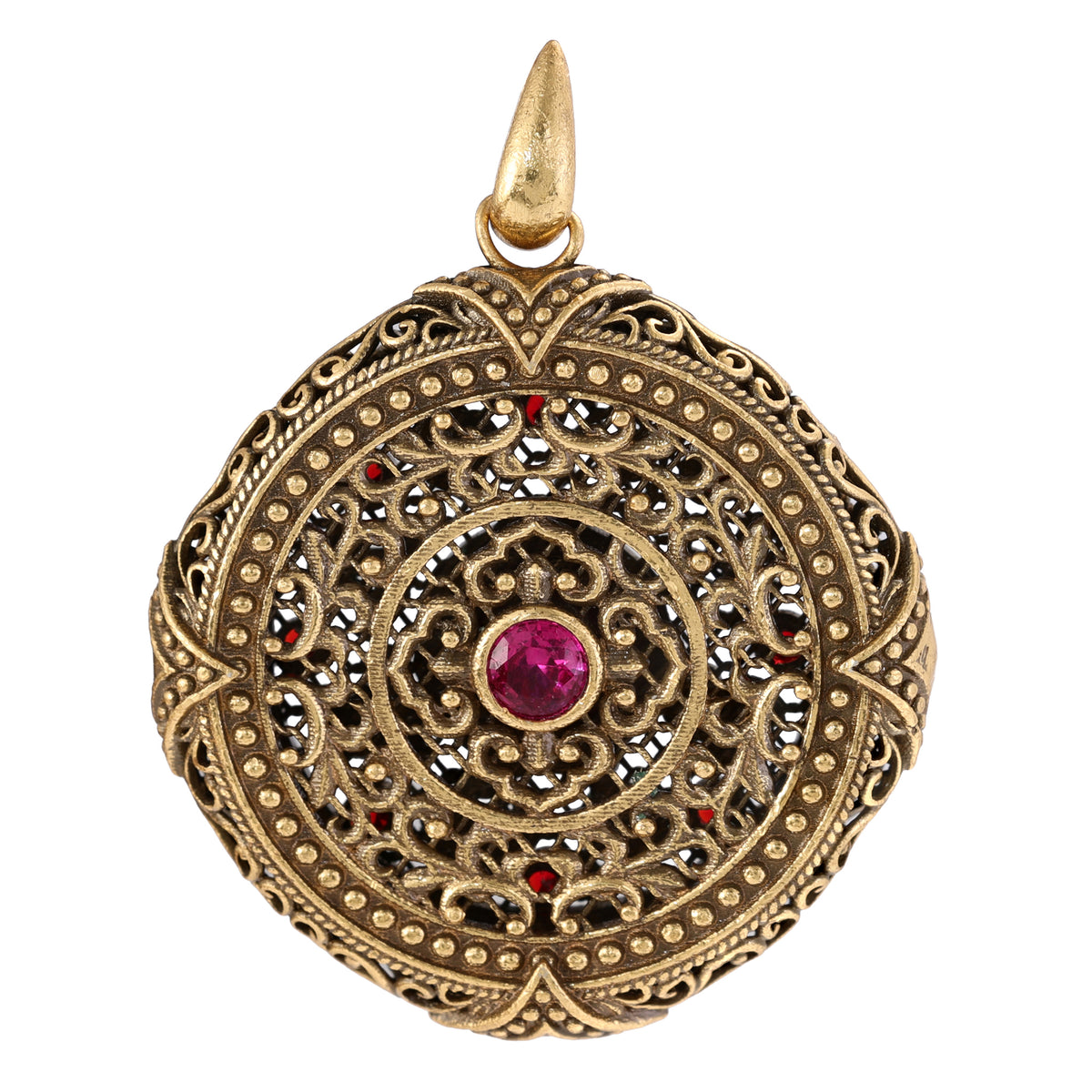 Red Stone Ornate Medallion Pendant