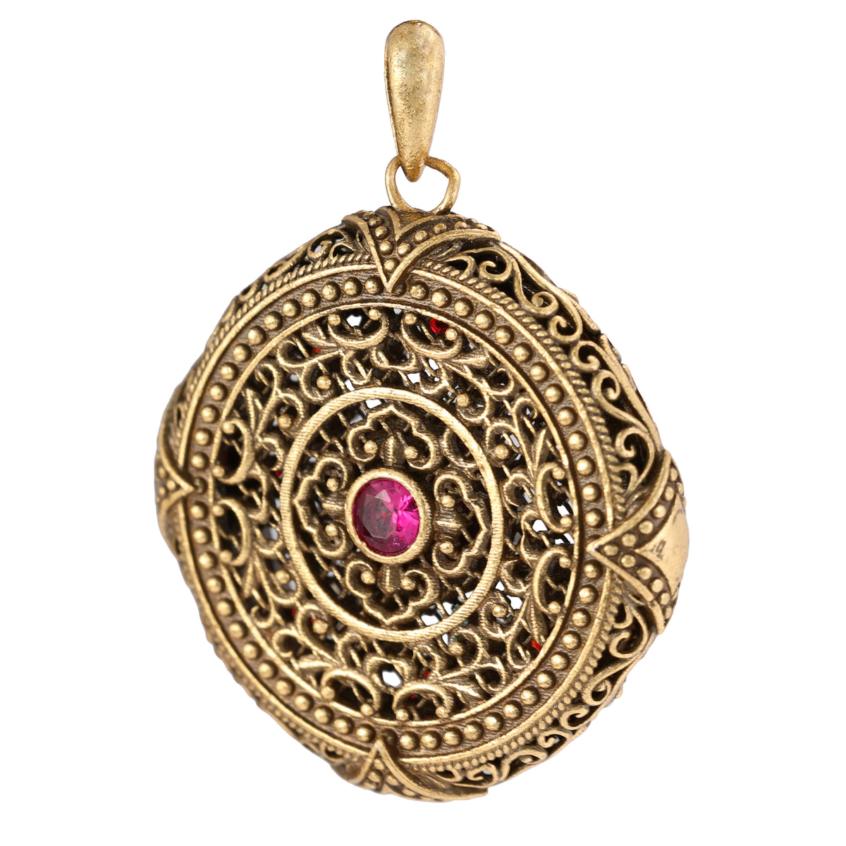 Red Stone Ornate Medallion Pendant
