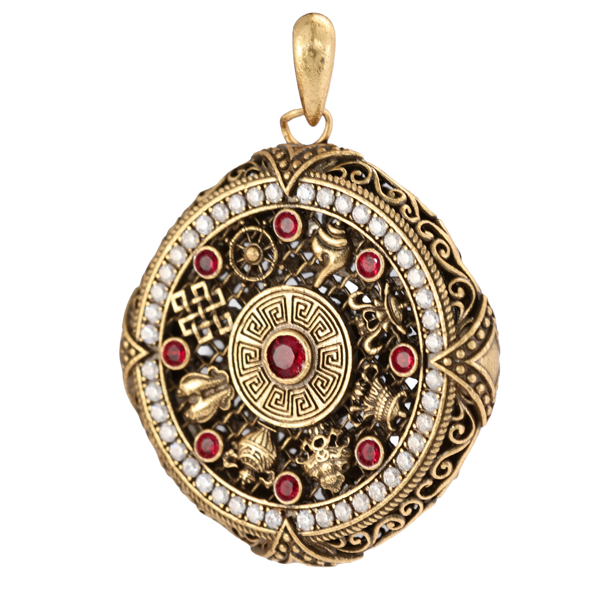 Red Stone Ornate Medallion Pendant