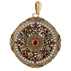 Red Stone Ornate Medallion Pendant