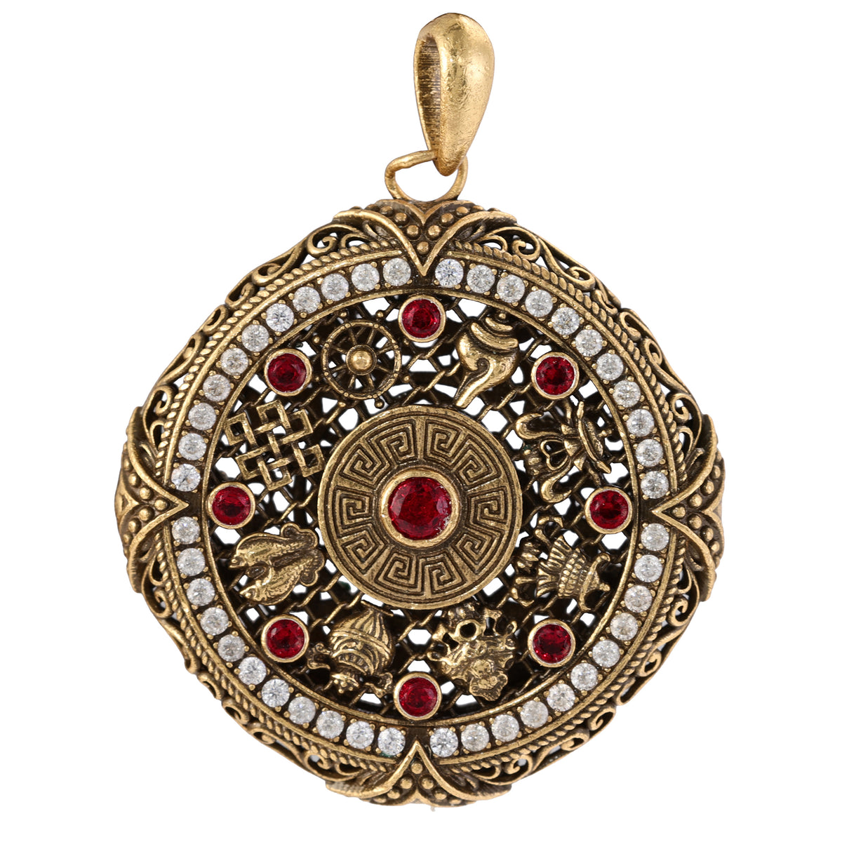Red Stone Ornate Medallion Pendant