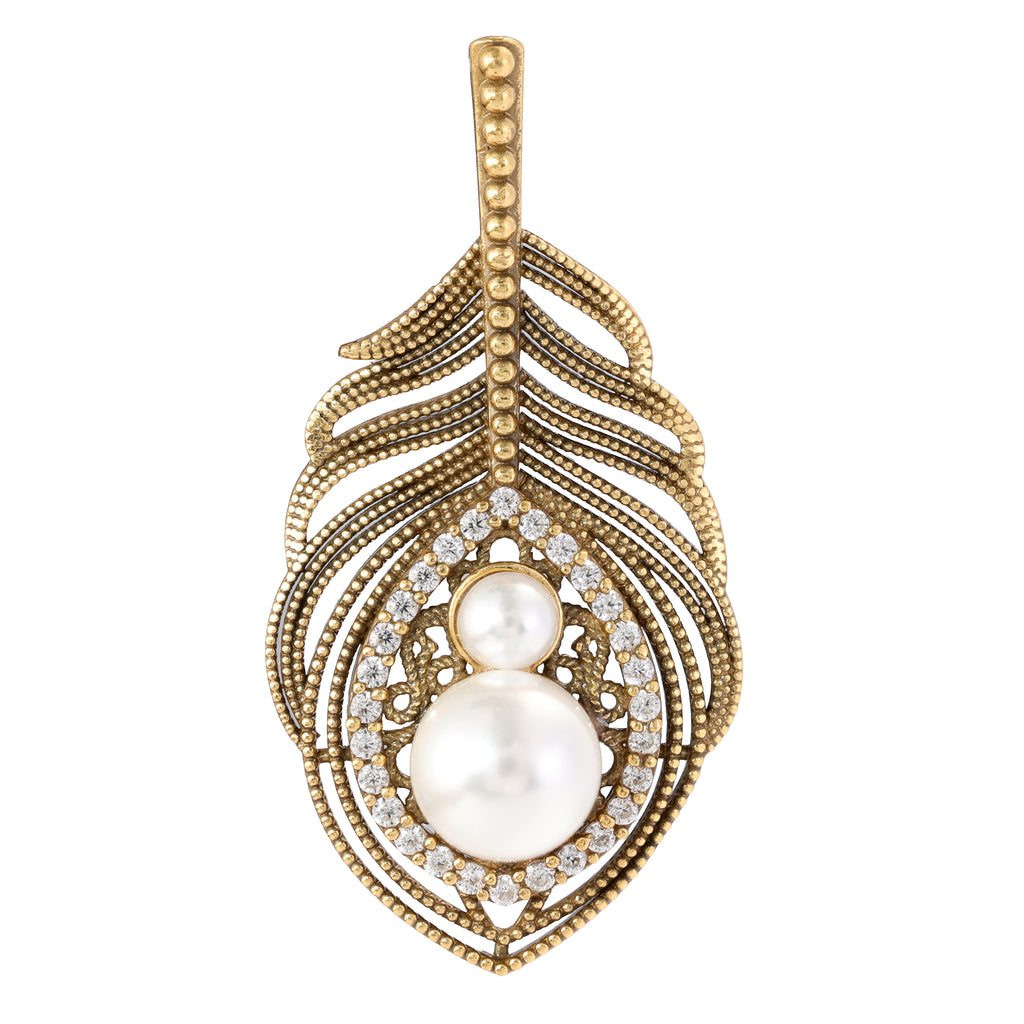 Pearl Feather Statement Pendant
