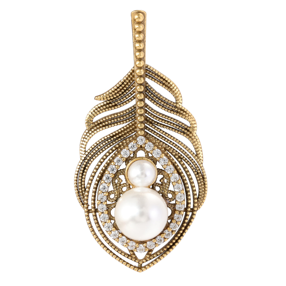Pearl Feather Statement Pendant