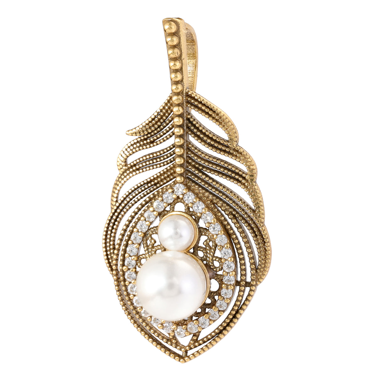 Pearl Feather Statement Pendant