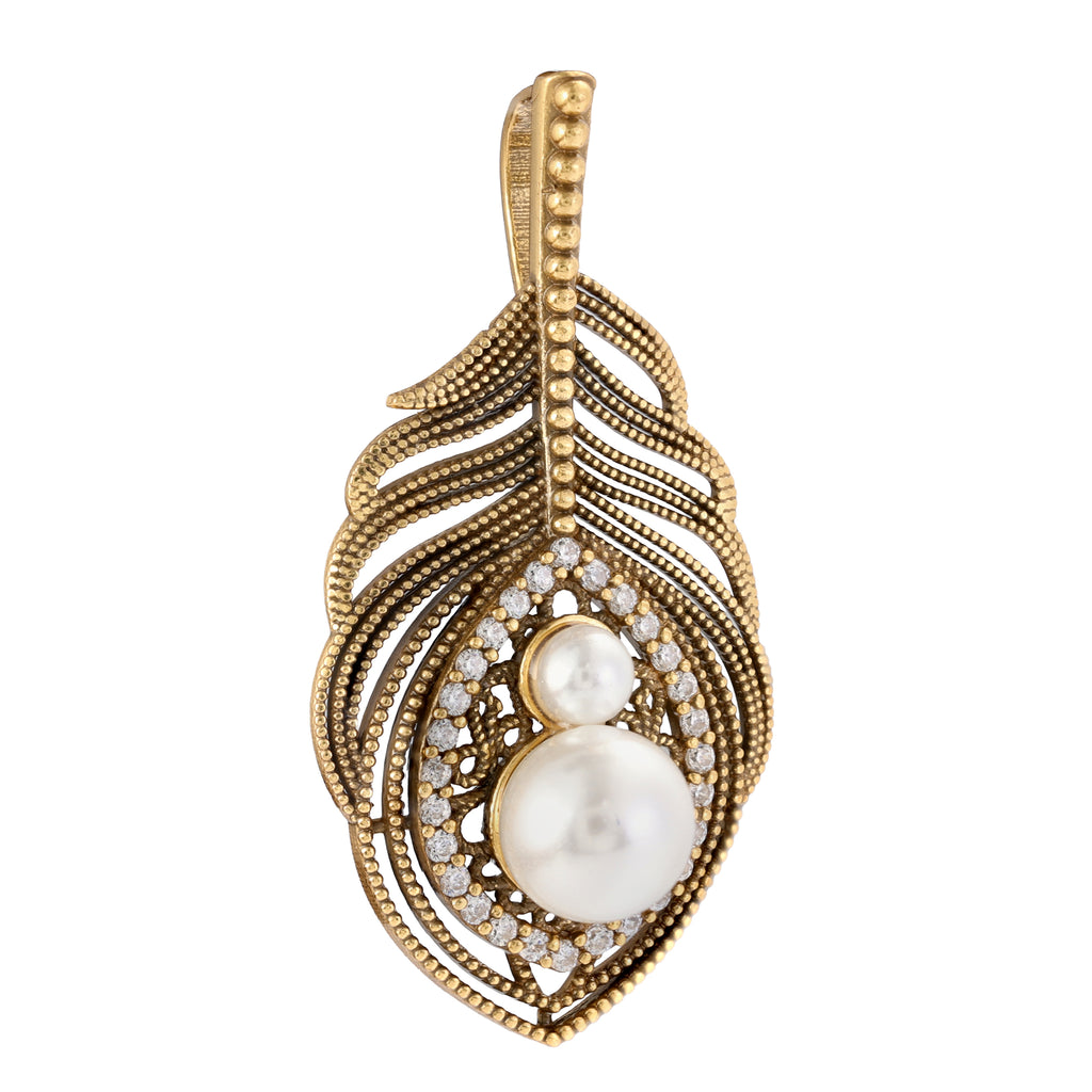 Pearl Feather Statement Pendant