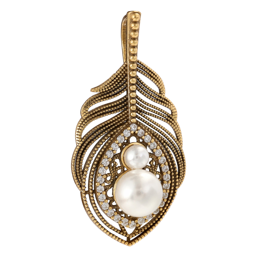 Pearl Feather Statement Pendant