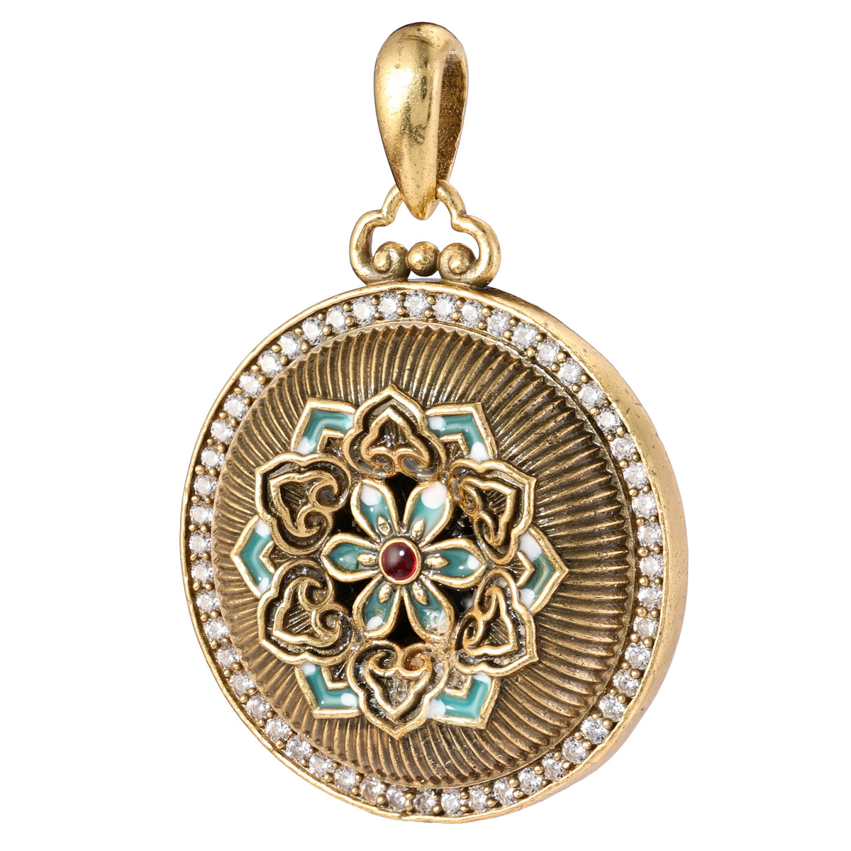 Turquoise Floral Medallion Statement Pendant