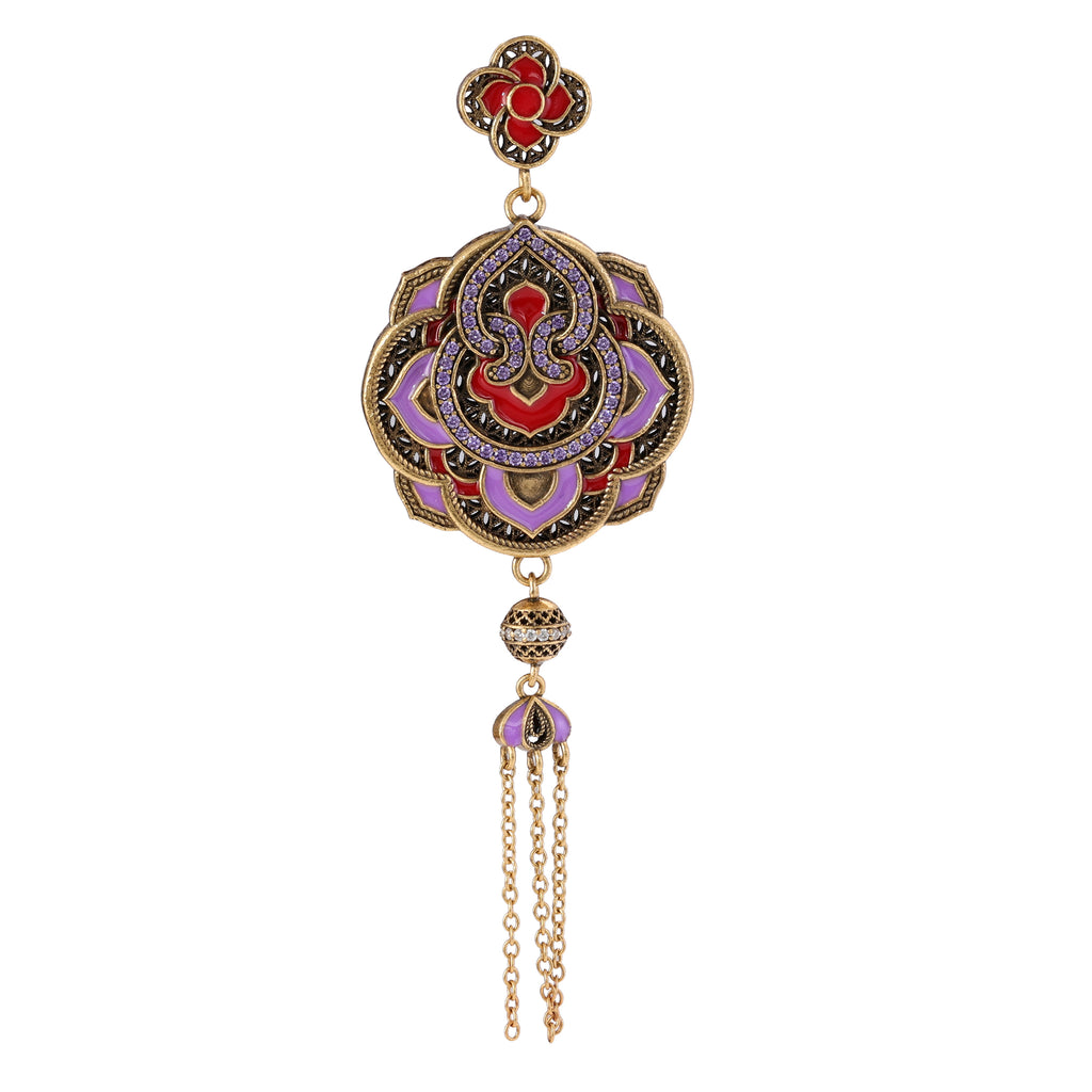 Red & Purple Floral Tassel Pendant