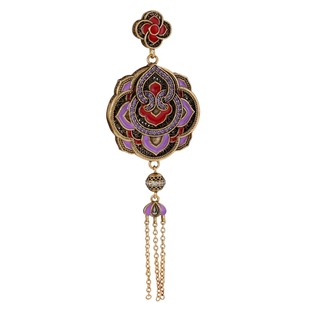 Red & Purple Floral Tassel Pendant