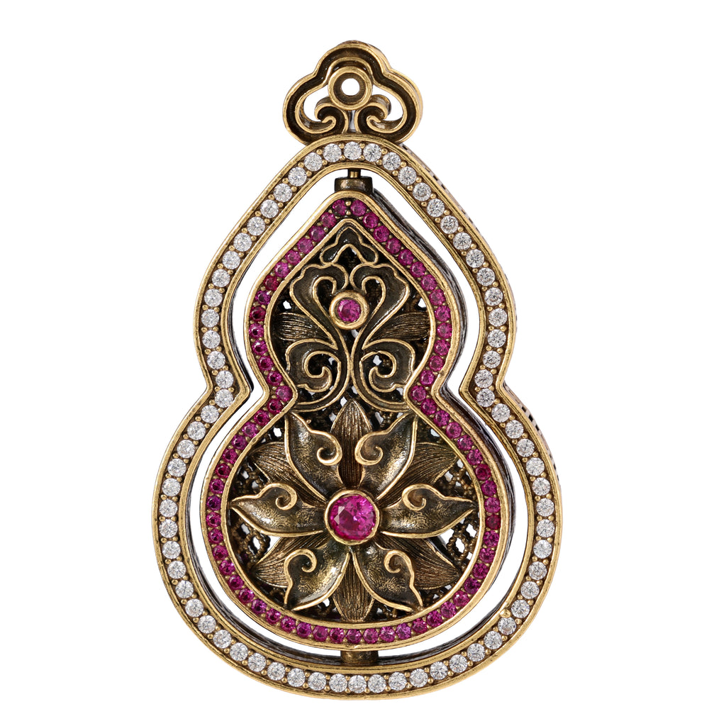 Pink Stone Floral Gourd Pendant