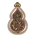 Pink Stone Floral Gourd Pendant