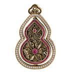 Pink Stone Floral Gourd Pendant