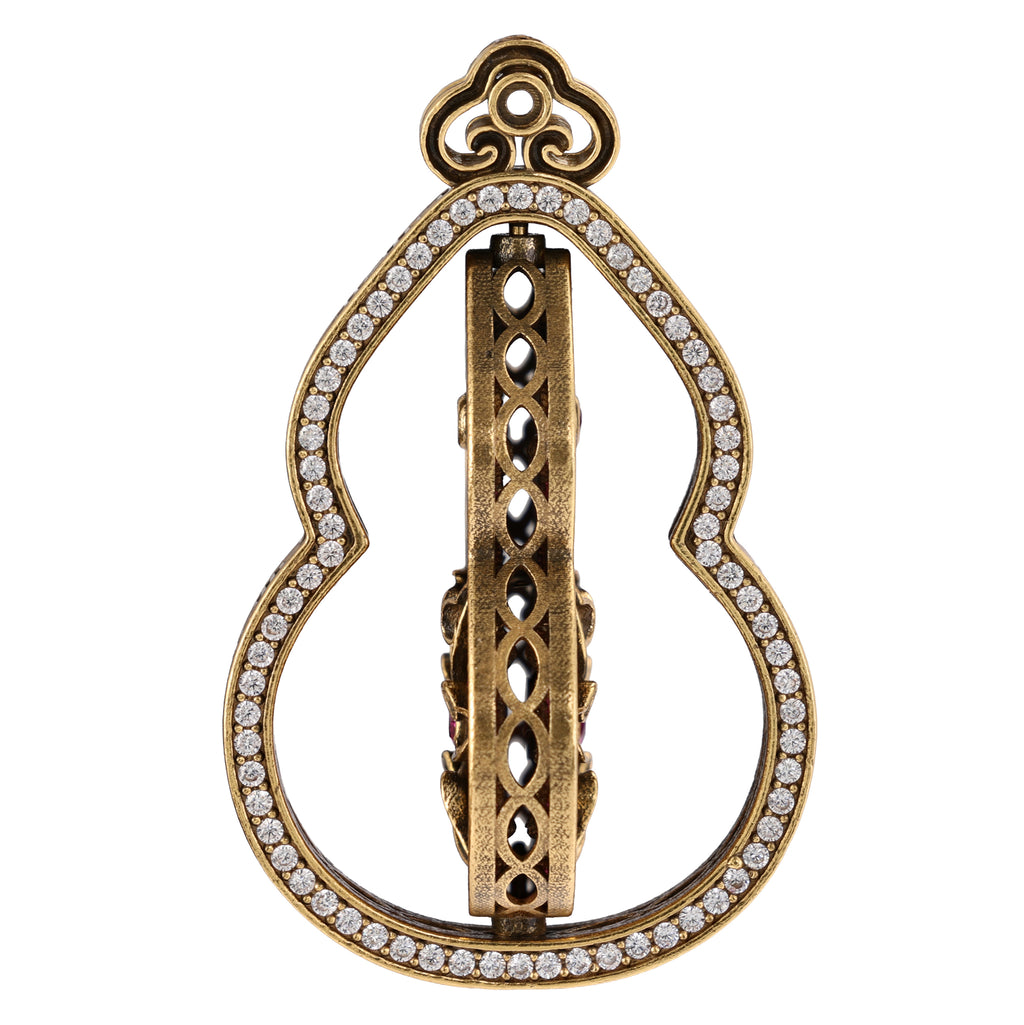 Pink Stone Floral Gourd Pendant