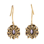 Purple Gemstone Halo Drop Earrings