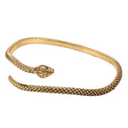 NE-BL-0001 Silver Snake Green Stone Cuff Bracelet
