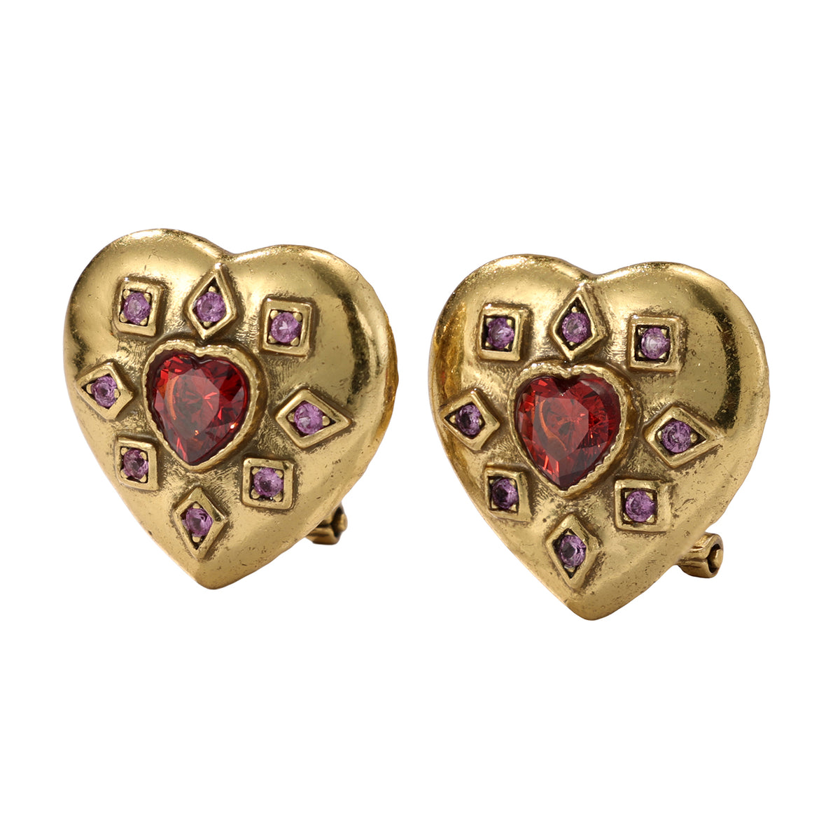 Red Heart Gemstone Stud Earrings