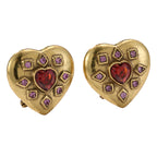Red Heart Gemstone Stud Earrings