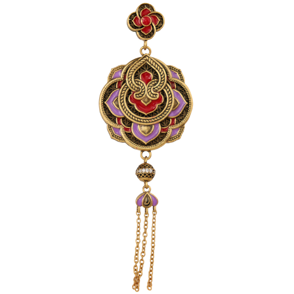 Red & Purple Floral Tassel Pendant