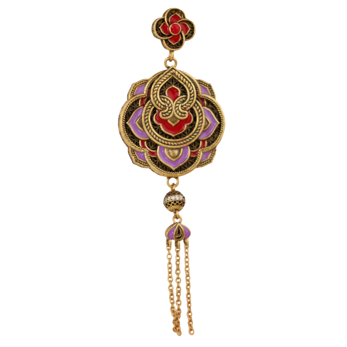 Red & Purple Floral Tassel Pendant