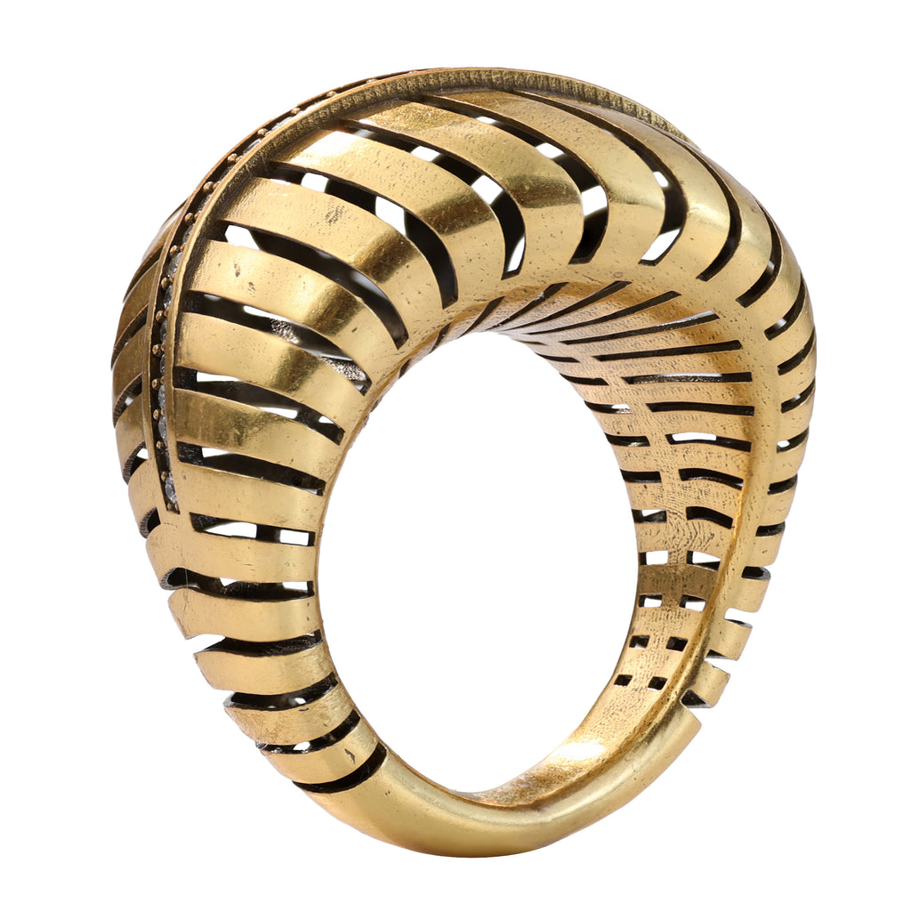 Linear Openwork Pavé Statement Ring