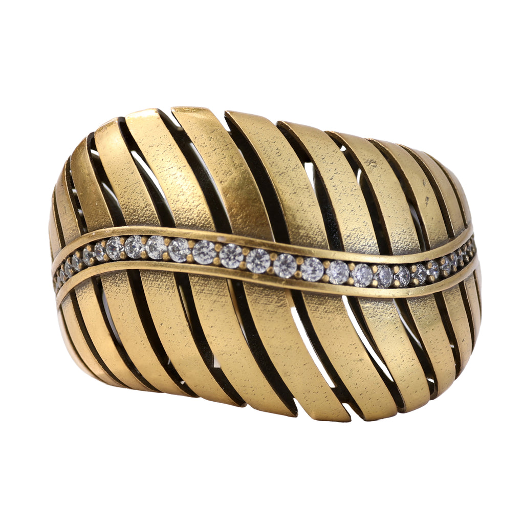 Linear Openwork Pavé Statement Ring