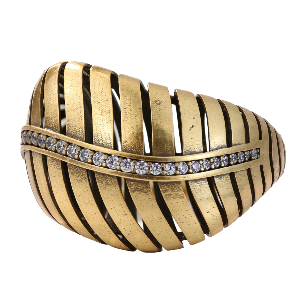 Linear Openwork Pavé Statement Ring