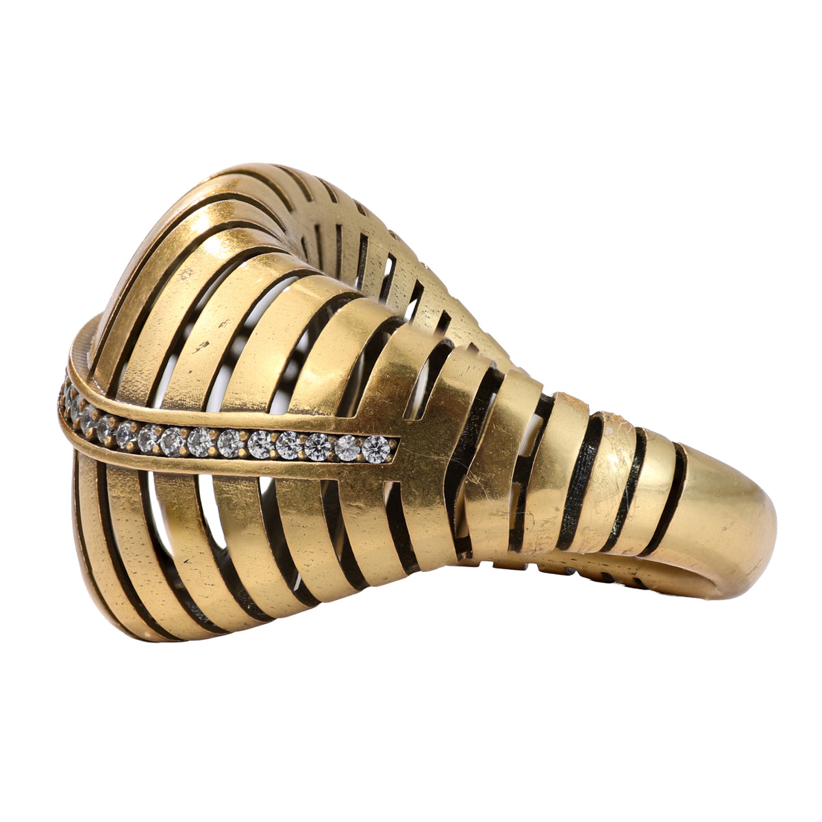 Linear Openwork Pavé Statement Ring