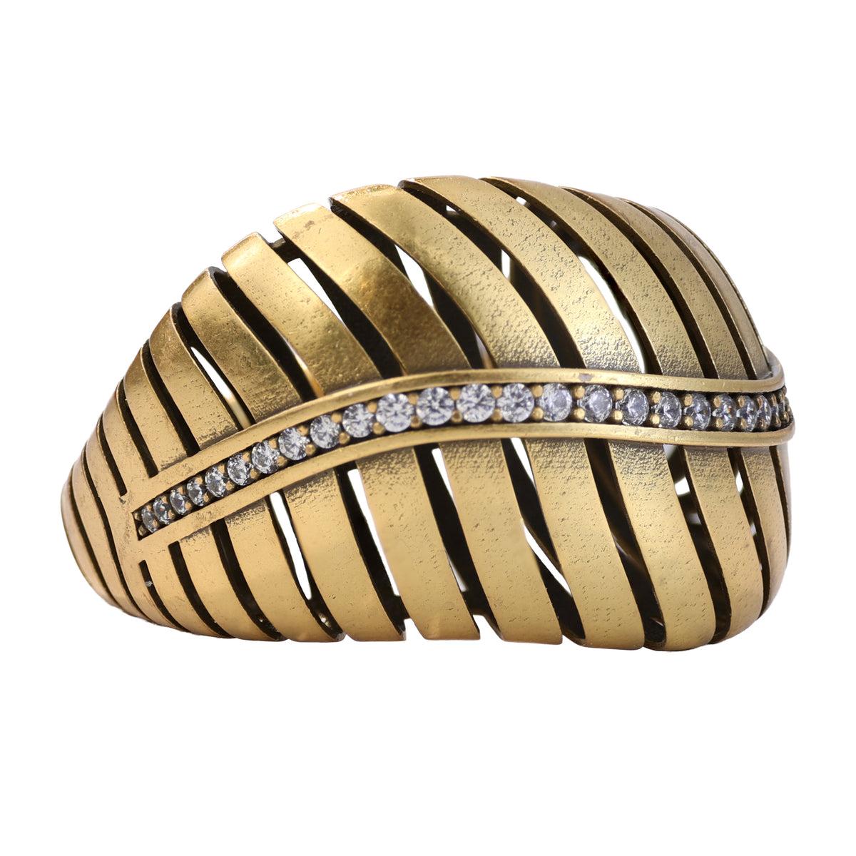 Linear Openwork Pavé Statement Ring