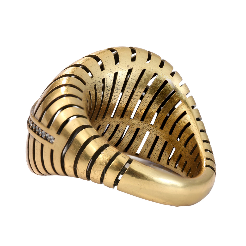 Linear Openwork Pavé Statement Ring