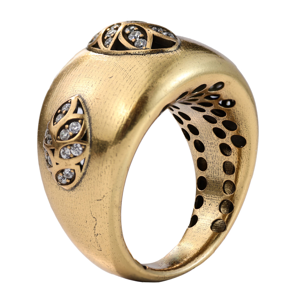 Floral Accent Dome Statement Ring