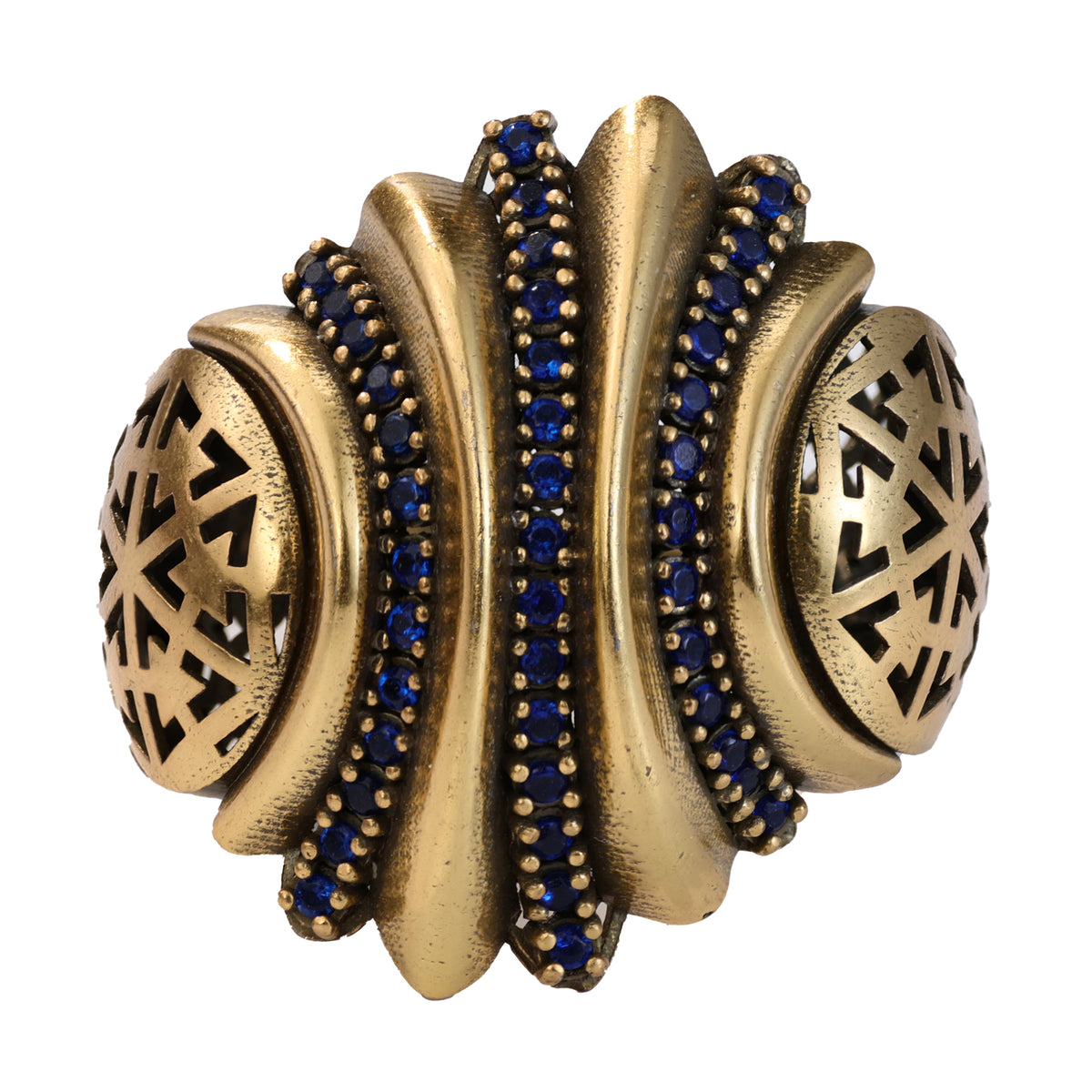 Blue Pavé Layered Wave Statement Ring
