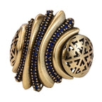 Blue Pavé Layered Wave Statement Ring
