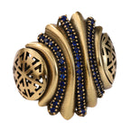 Blue Pavé Layered Wave Statement Ring
