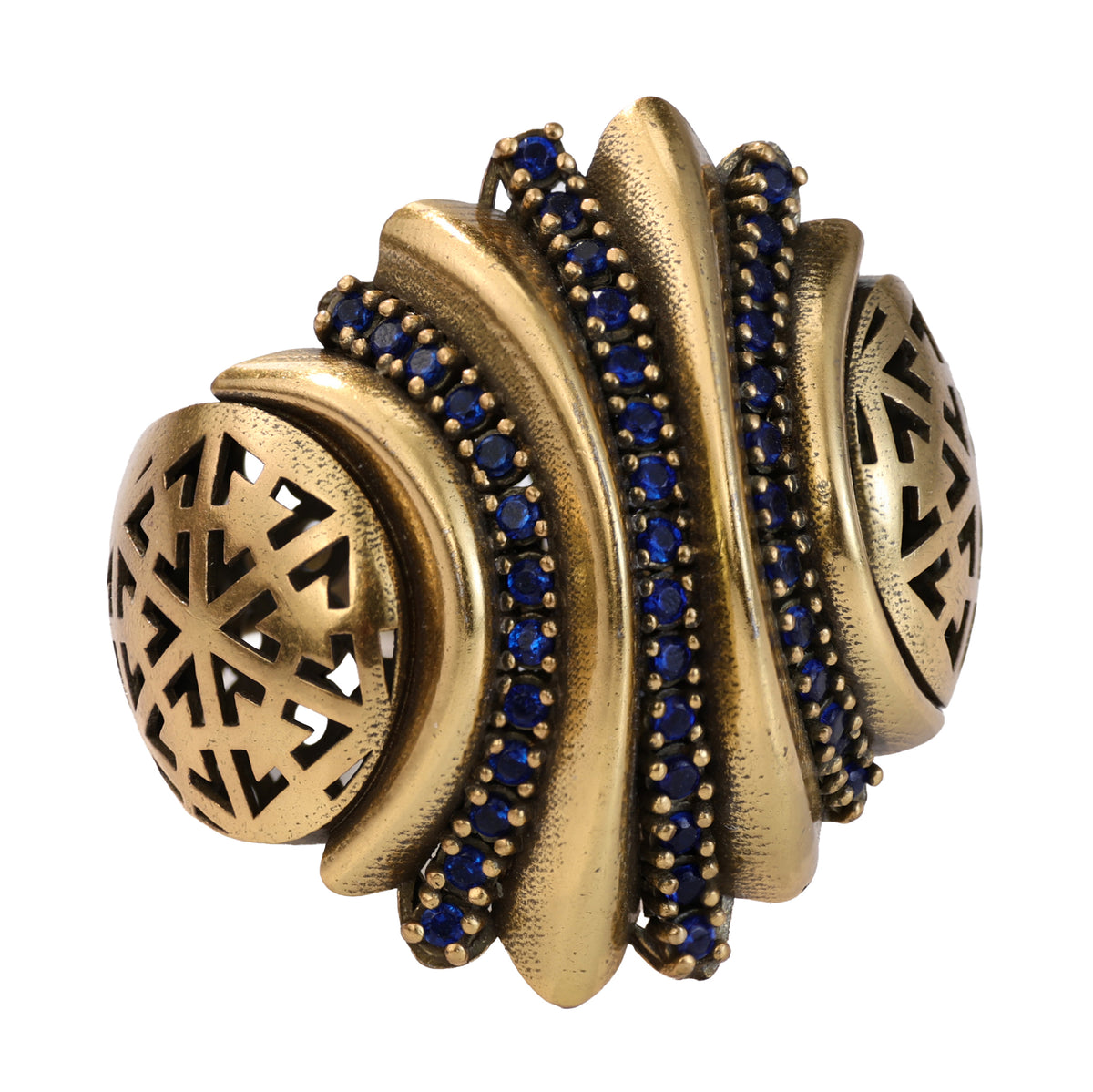 Blue Pavé Layered Wave Statement Ring