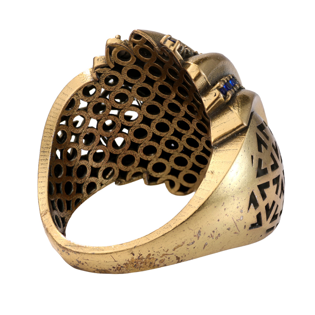 Blue Pavé Layered Wave Statement Ring