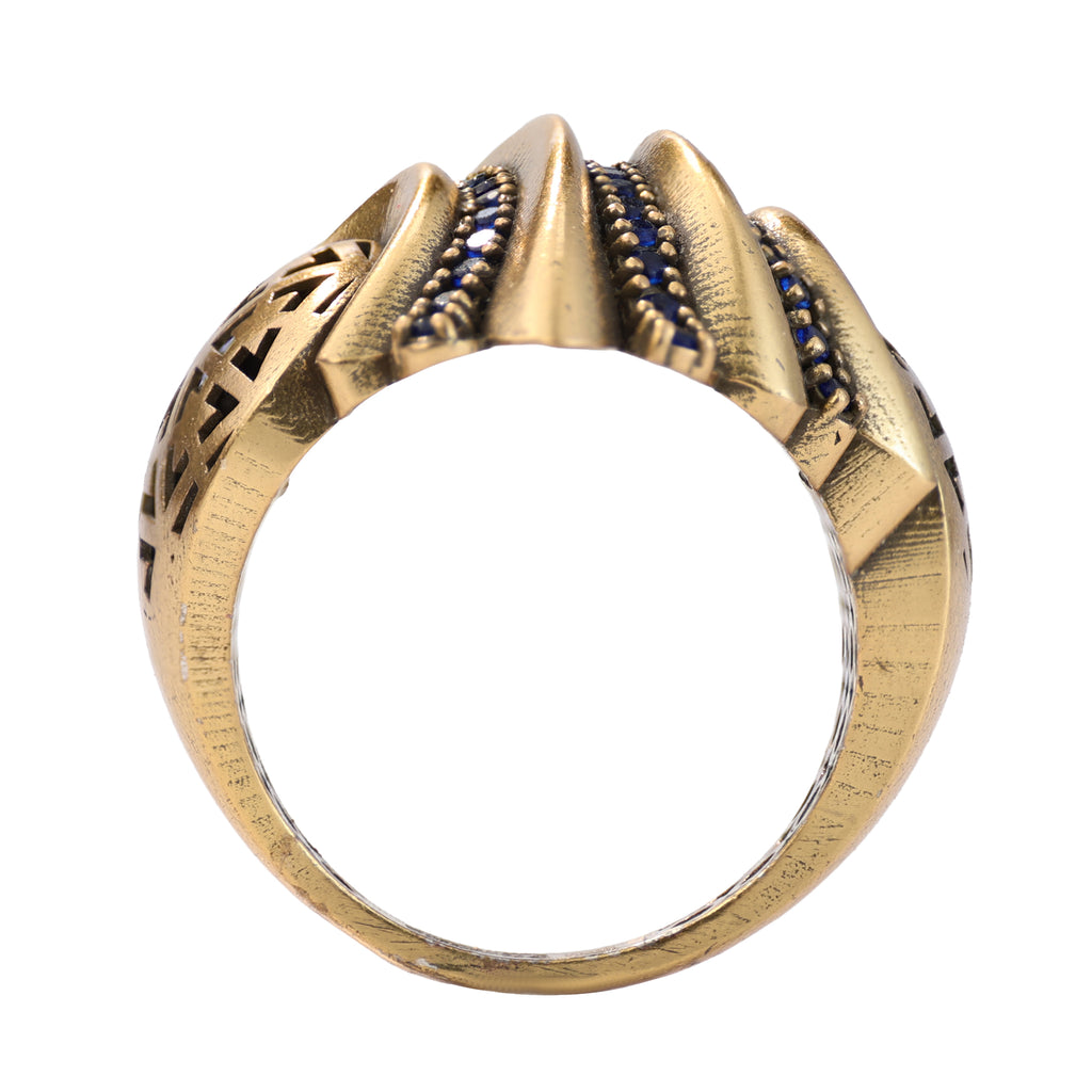 Blue Pavé Layered Wave Statement Ring