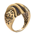Blue Pavé Layered Wave Statement Ring