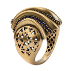 Blue Pavé Layered Wave Statement Ring