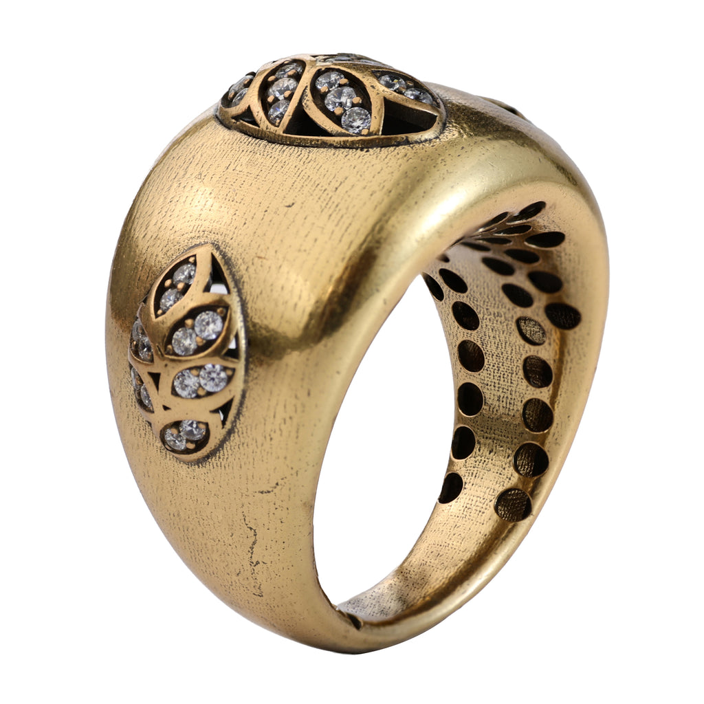 Floral Accent Dome Statement Ring