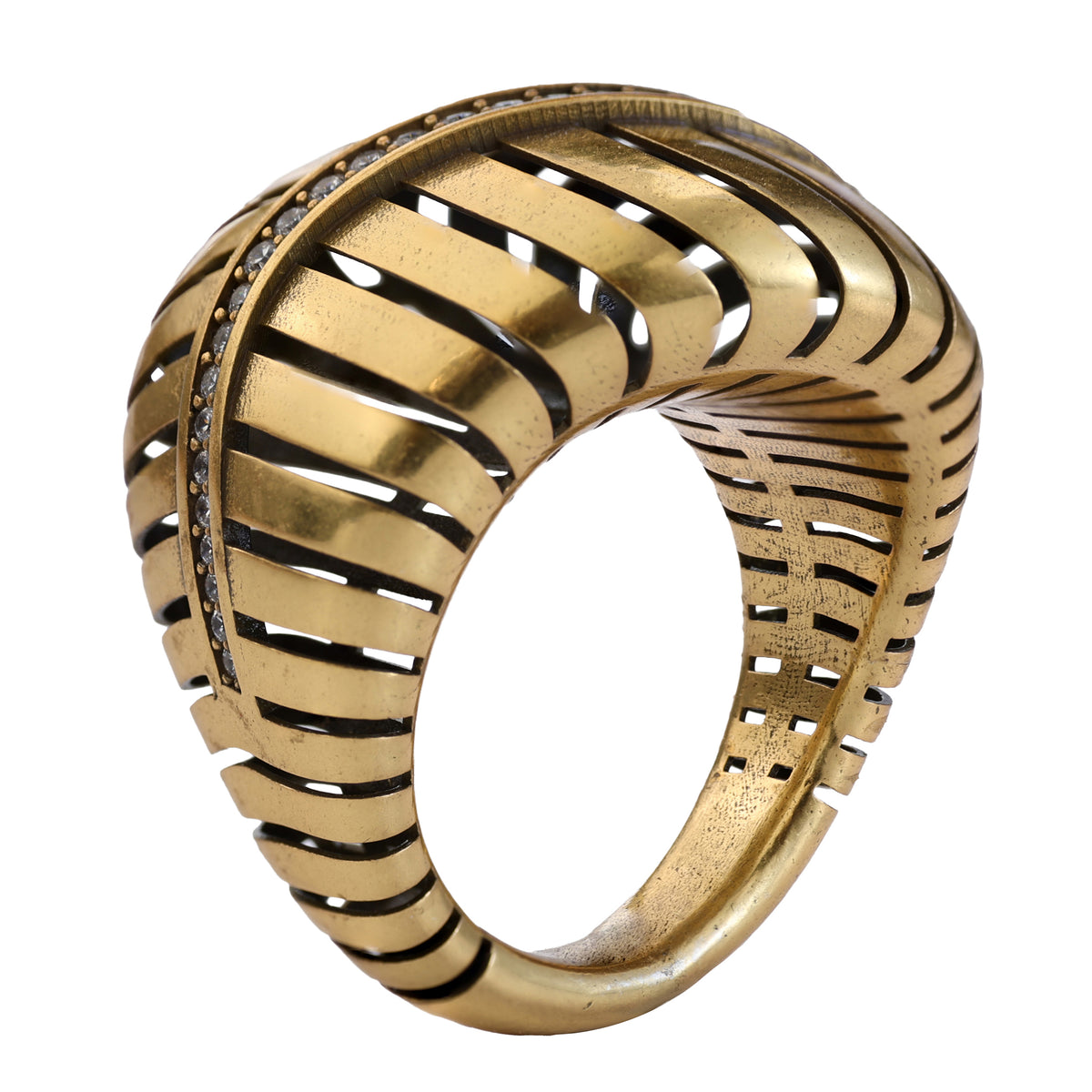 Linear Openwork Pavé Statement Ring