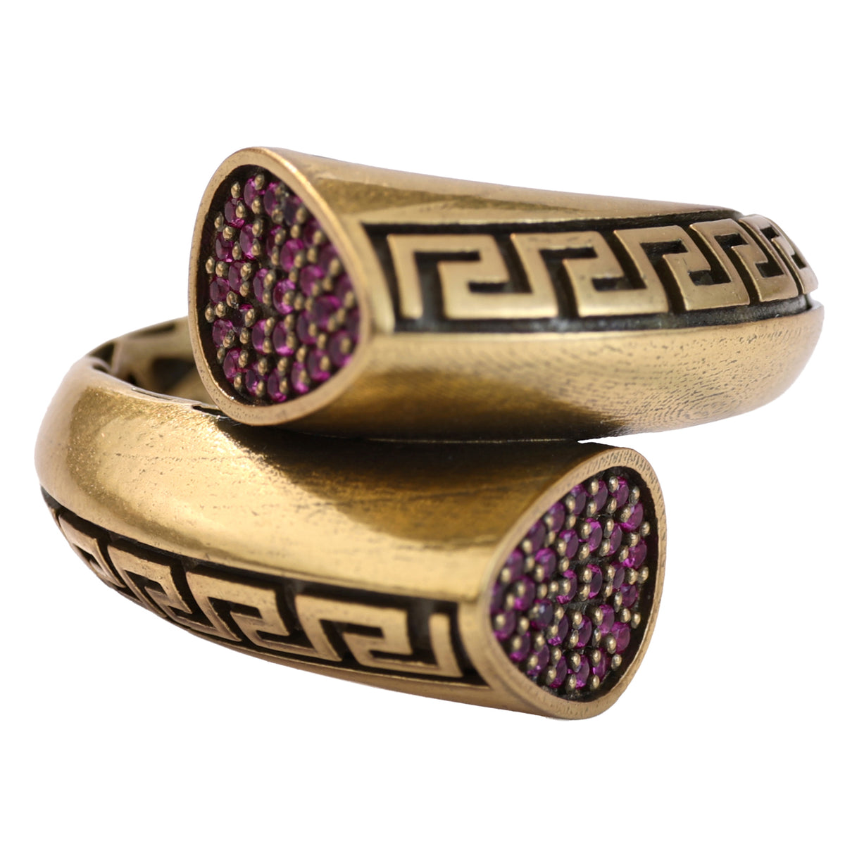 Greek Key Pavé Open Ring