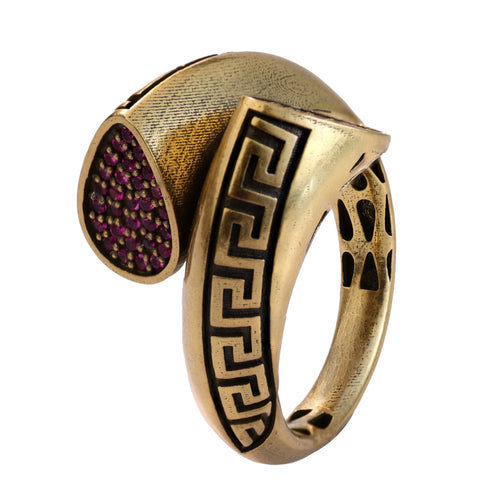 Greek Key Pavé Open Ring