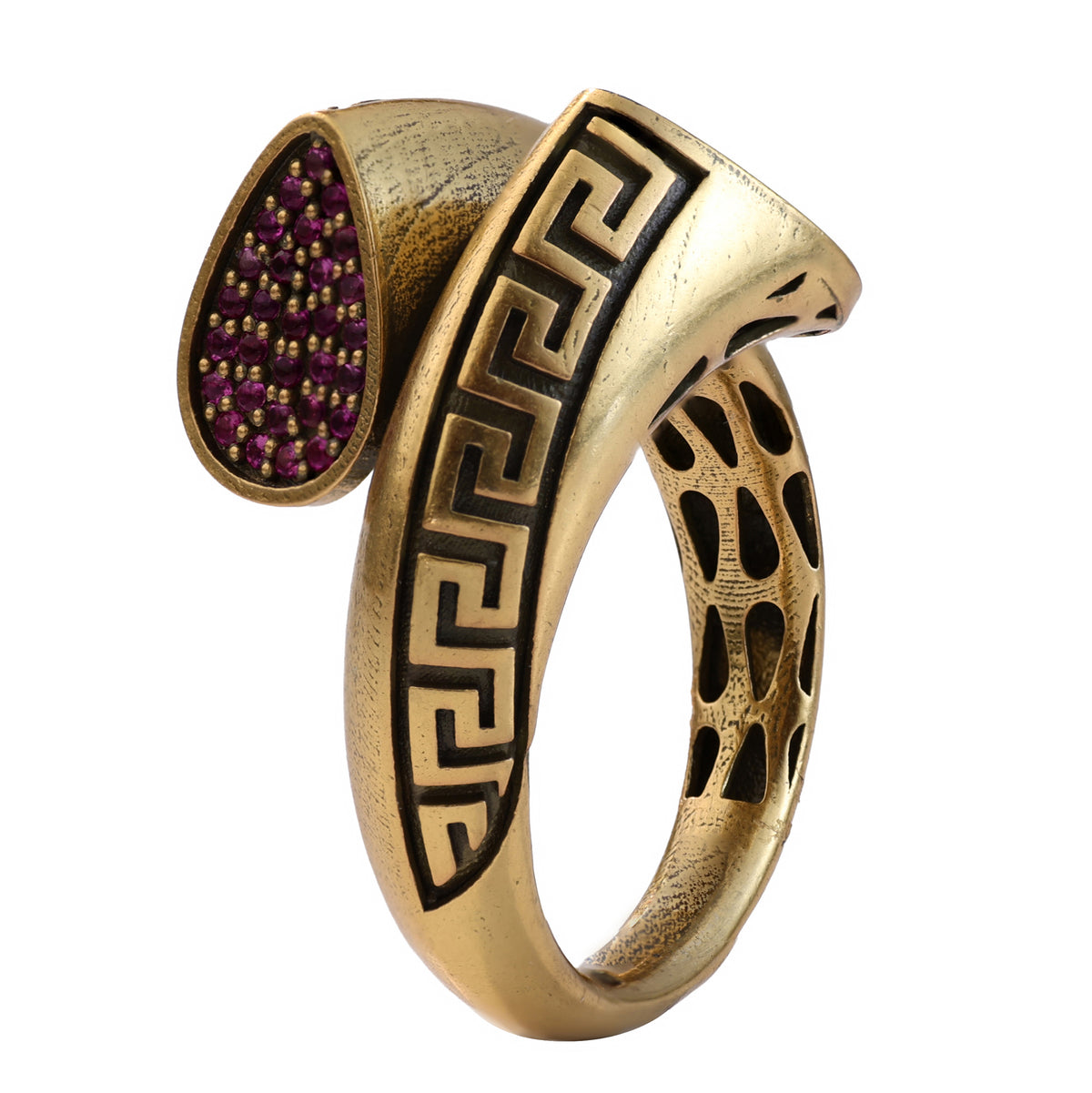 Greek Key Pavé Open Ring
