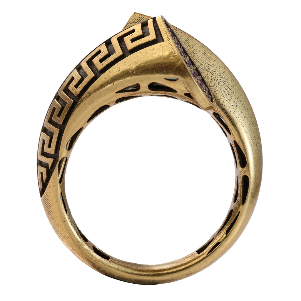 Greek Key Pavé Open Ring