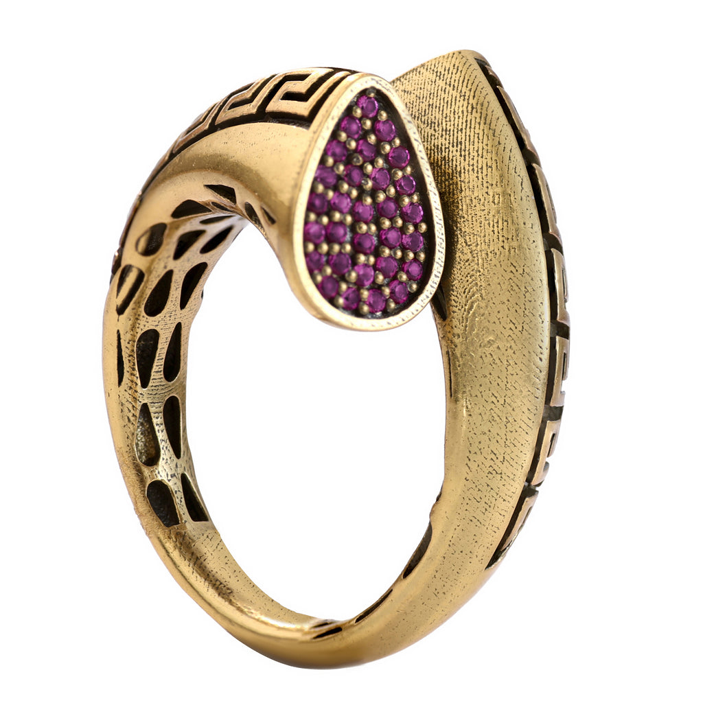 Greek Key Pavé Open Ring