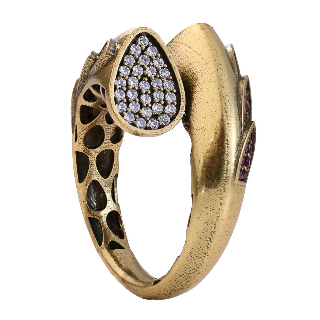 Pavé Leaf Bypass Ring